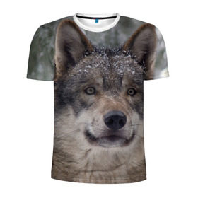 Мужская футболка 3D спортивная с принтом Серый волк в Белгороде, 100% полиэстер с улучшенными характеристиками | приталенный силуэт, круглая горловина, широкие плечи, сужается к линии бедра | бирюк | волк | волчара | волчица | волчок | глаза | животное | животные | зверь | зеленые | койот | лес | млекопитающее | природа | санитар леса | серый | уши | фауна | хищник | черный | шакал