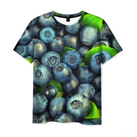 Мужская футболка 3D с принтом Голубика в Белгороде, 100% полиэфир | прямой крой, круглый вырез горловины, длина до линии бедер | Тематика изображения на принте: blueberry | голубика | черника | ягоды
