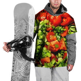 Накидка на куртку 3D с принтом Салатик в Белгороде, 100% полиэстер |  | зеленый | красный | нарезка | овощи | яркий
