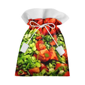Подарочный 3D мешок с принтом Салатик в Белгороде, 100% полиэстер | Размер: 29*39 см | Тематика изображения на принте: зеленый | красный | нарезка | овощи | яркий