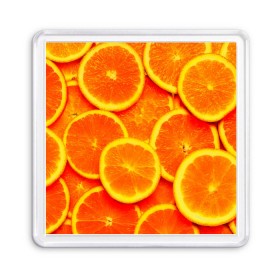 Магнит 55*55 с принтом Сочные апельсины в Белгороде, Пластик | Размер: 65*65 мм; Размер печати: 55*55 мм | апельсин | летние | сочные | цитрус | яркие