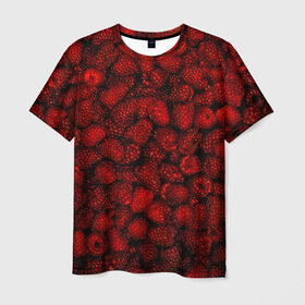 Мужская футболка 3D с принтом Малинки в Белгороде, 100% полиэфир | прямой крой, круглый вырез горловины, длина до линии бедер | Тематика изображения на принте: малиновый | паттерн | темный | ягоды