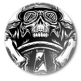 Значок с принтом Гонщик в Белгороде,  металл | круглая форма, металлическая застежка в виде булавки | Тематика изображения на принте: 