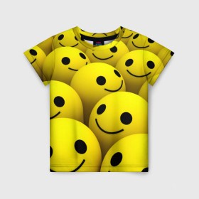 Детская футболка 3D с принтом Счастливые смайлики в Белгороде, 100% гипоаллергенный полиэфир | прямой крой, круглый вырез горловины, длина до линии бедер, чуть спущенное плечо, ткань немного тянется | Тематика изображения на принте: no problems | smile | без проблем | весёлый | довольный | оптимизм | позитив | позитивный | радость | смайлики | смех | счастливый | счастье | улыбаться | улыбка | хорошее настроение