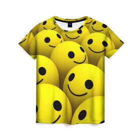 Женская футболка 3D с принтом Счастливые смайлики в Белгороде, 100% полиэфир ( синтетическое хлопкоподобное полотно) | прямой крой, круглый вырез горловины, длина до линии бедер | no problems | smile | без проблем | весёлый | довольный | оптимизм | позитив | позитивный | радость | смайлики | смех | счастливый | счастье | улыбаться | улыбка | хорошее настроение