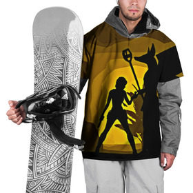 Накидка на куртку 3D с принтом Tomb Raider в Белгороде, 100% полиэстер |  | Тематика изображения на принте: желтый | лара крофт | черный