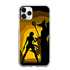 Чехол для iPhone 11 Pro матовый с принтом Tomb Raider в Белгороде, Силикон |  | Тематика изображения на принте: желтый | лара крофт | черный