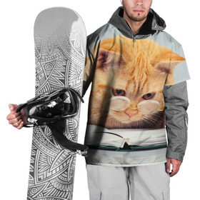 Накидка на куртку 3D с принтом Кот ученый в Белгороде, 100% полиэстер |  | грустный | добрый | животное | киса | киска | кот | котенок | котэ | кошка | красивый | лапа | лапка | ласковый | милый | очки | прикольный | рыжий | смешной | унылый | усатый | шерсть
