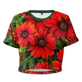 Женская футболка 3D укороченная с принтом Spring Flowers в Белгороде, 100% полиэстер | круглая горловина, длина футболки до линии талии, рукава с отворотами | 3d | flower | весна | другие | красивые цветы | красные | лето | поле | полевой цветок | прикольные | природа | текстуры | цветочки | цветы