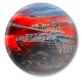 Значок с принтом Tank в Белгороде,  металл | круглая форма, металлическая застежка в виде булавки | 3d | 9 мая | война | огонь | победа | танк | танкист | техника