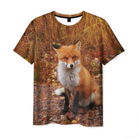 Мужская футболка 3D с принтом Лиса в Белгороде, 100% полиэфир | прямой крой, круглый вырез горловины, длина до линии бедер | Тематика изображения на принте: fox | животное | зверь | красивая | лес | лис | лиса | лисенок | лисица | лисичка | мех | патрикеевна | песец | плутовка | прикольная | природа | рыжая | рыжий цвет | сказка | хвост | хитрая | хищник