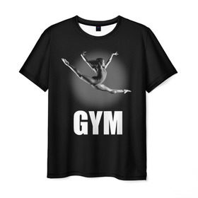 Мужская футболка 3D с принтом Gym в Белгороде, 100% полиэфир | прямой крой, круглый вырез горловины, длина до линии бедер | girl | jump | sport | sportswoman | гимнастика | девушка | прыжок | спорт | спортсменка | фитнес