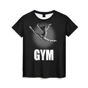 Женская футболка 3D с принтом Gym в Белгороде, 100% полиэфир ( синтетическое хлопкоподобное полотно) | прямой крой, круглый вырез горловины, длина до линии бедер | girl | jump | sport | sportswoman | гимнастика | девушка | прыжок | спорт | спортсменка | фитнес