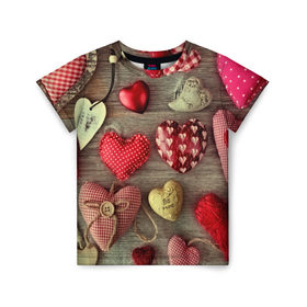 Детская футболка 3D с принтом Плюшевые сердечки в Белгороде, 100% гипоаллергенный полиэфир | прямой крой, круглый вырез горловины, длина до линии бедер, чуть спущенное плечо, ткань немного тянется | 3d | абстракция | день святого валентина | игрушки | любовь | много | плюшевые | праздник | прикольные | разные | сердечки | цветные | яркие