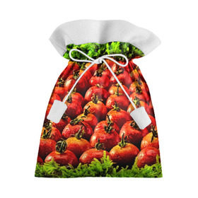 Подарочный 3D мешок с принтом Томатик в Белгороде, 100% полиэстер | Размер: 29*39 см | Тематика изображения на принте: 3d | еда | зелень | красный | лето | много | овощи | пища | помидор | прикольные | томат | яркие