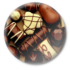 Значок с принтом Сладкие конфетки в Белгороде,  металл | круглая форма, металлическая застежка в виде булавки | 3d | десерт | еда | конфеты | много | пища | разные | сладкое | темный | фигуры | фон | форма | шоколад | яркие