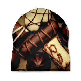Шапка 3D с принтом Сладкие конфетки в Белгороде, 100% полиэстер | универсальный размер, печать по всей поверхности изделия | 3d | десерт | еда | конфеты | много | пища | разные | сладкое | темный | фигуры | фон | форма | шоколад | яркие