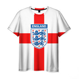 Мужская футболка 3D с принтом Сборная Англии в Белгороде, 100% полиэфир | прямой крой, круглый вырез горловины, длина до линии бедер | англия | игра | лондон | сборная | футбол