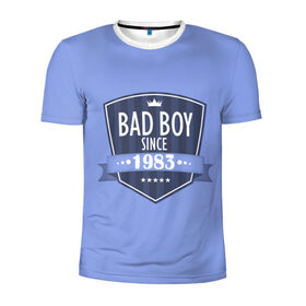 Мужская футболка 3D спортивная с принтом Плохой мальчик с 1983 в Белгороде, 100% полиэстер с улучшенными характеристиками | приталенный силуэт, круглая горловина, широкие плечи, сужается к линии бедра | 1983 | bad boy | since | год рождения | дата | мальчик