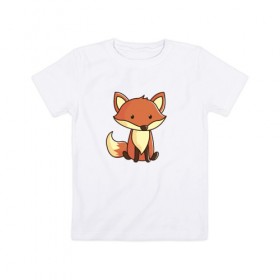 Детская футболка хлопок с принтом Милая лисичка в Белгороде, 100% хлопок | круглый вырез горловины, полуприлегающий силуэт, длина до линии бедер | арт | животные | лиса | мило | прикольные | хищник