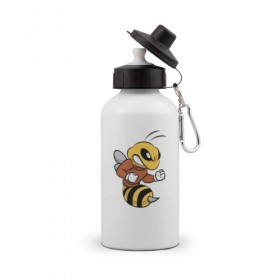 Бутылка спортивная с принтом Пчела в Белгороде, металл | емкость — 500 мл, в комплекте две пластиковые крышки и карабин для крепления | арт | животные | злость | насекомые | прикольные | пчела