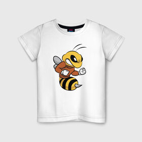 Детская футболка хлопок с принтом Пчела в Белгороде, 100% хлопок | круглый вырез горловины, полуприлегающий силуэт, длина до линии бедер | арт | животные | злость | насекомые | прикольные | пчела
