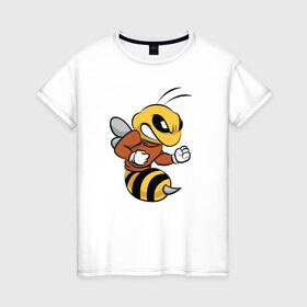 Женская футболка хлопок с принтом Пчела в Белгороде, 100% хлопок | прямой крой, круглый вырез горловины, длина до линии бедер, слегка спущенное плечо | арт | животные | злость | насекомые | прикольные | пчела
