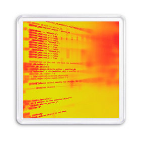Магнит 55*55 с принтом Компьютерный код в Белгороде, Пластик | Размер: 65*65 мм; Размер печати: 55*55 мм | желтый | кибер | код | оранжевый | прога
