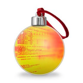 Ёлочный шар с принтом Компьютерный код в Белгороде, Пластик | Диаметр: 77 мм | Тематика изображения на принте: желтый | кибер | код | оранжевый | прога