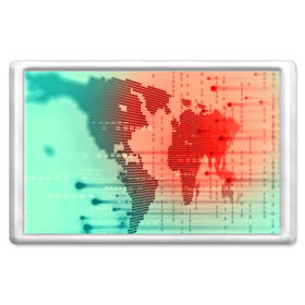 Магнит 45*70 с принтом Цифровой мир в Белгороде, Пластик | Размер: 78*52 мм; Размер печати: 70*45 | Тематика изображения на принте: зеленый | карта | кибер | красный