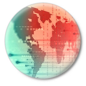 Значок с принтом Цифровой мир в Белгороде,  металл | круглая форма, металлическая застежка в виде булавки | зеленый | карта | кибер | красный