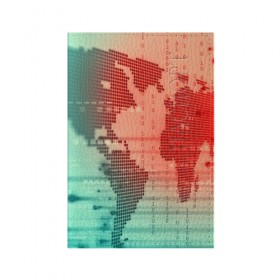 Обложка для паспорта матовая кожа с принтом Цифровой мир в Белгороде, натуральная матовая кожа | размер 19,3 х 13,7 см; прозрачные пластиковые крепления | Тематика изображения на принте: зеленый | карта | кибер | красный