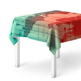 Скатерть 3D с принтом Цифровой мир в Белгороде, 100% полиэстер (ткань не мнется и не растягивается) | Размер: 150*150 см | Тематика изображения на принте: зеленый | карта | кибер | красный