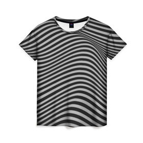 Женская футболка 3D с принтом Оптический узор в Белгороде, 100% полиэфир ( синтетическое хлопкоподобное полотно) | прямой крой, круглый вырез горловины, длина до линии бедер | 