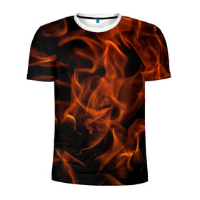 Мужская футболка 3D спортивная с принтом Пламя в Белгороде, 100% полиэстер с улучшенными характеристиками | приталенный силуэт, круглая горловина, широкие плечи, сужается к линии бедра | огонь | пламя | стихия | черный