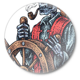 Значок с принтом Пират в Белгороде,  металл | круглая форма, металлическая застежка в виде булавки | воробей | джек | пират | скелет | череп