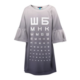Детское платье 3D с принтом Проверка зрения в Белгороде, 100% полиэстер | прямой силуэт, чуть расширенный к низу. Круглая горловина, на рукавах — воланы | fashion | moda | trend | мода | офтальмолог | сивцев | таблица | таблица для проверки зрения | таблица окулиста | таблица с буквами | таблица сивцева