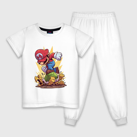 Детская пижама хлопок с принтом Марио в Белгороде, 100% хлопок |  брюки и футболка прямого кроя, без карманов, на брюках мягкая резинка на поясе и по низу штанин
 | Тематика изображения на принте: игра | марио | нинтендо | сантехник | супер