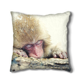Подушка 3D с принтом Обезьянка спит в Белгороде, наволочка – 100% полиэстер, наполнитель – холлофайбер (легкий наполнитель, не вызывает аллергию). | состоит из подушки и наволочки. Наволочка на молнии, легко снимается для стирки | бабуин | животное | обезьяна | орангутанг | примат