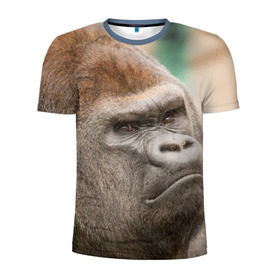 Мужская футболка 3D спортивная с принтом Обезьяна в Белгороде, 100% полиэстер с улучшенными характеристиками | приталенный силуэт, круглая горловина, широкие плечи, сужается к линии бедра | горилла | животное | обезьяна | примат