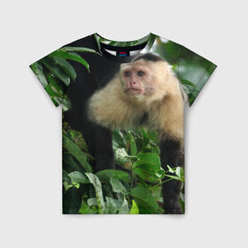 Детская футболка 3D с принтом Обезьянка в джунглях в Белгороде, 100% гипоаллергенный полиэфир | прямой крой, круглый вырез горловины, длина до линии бедер, чуть спущенное плечо, ткань немного тянется | бабуин | гамадрил | гиббон | горилла | гуманоид | дарвин | животное | зоопарк | кинг конг | мартышка | маугли | обезьяна | орангутанг | предок | примат | рожа | хомо сапиенс | шимпанзе
