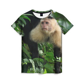 Женская футболка 3D с принтом Обезьянка в джунглях в Белгороде, 100% полиэфир ( синтетическое хлопкоподобное полотно) | прямой крой, круглый вырез горловины, длина до линии бедер | бабуин | гамадрил | гиббон | горилла | гуманоид | дарвин | животное | зоопарк | кинг конг | мартышка | маугли | обезьяна | орангутанг | предок | примат | рожа | хомо сапиенс | шимпанзе