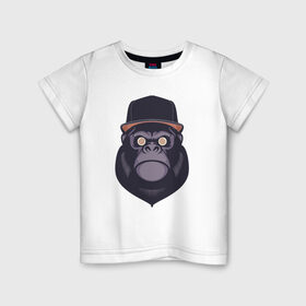 Детская футболка хлопок с принтом Гипноз гориллы в Белгороде, 100% хлопок | круглый вырез горловины, полуприлегающий силуэт, длина до линии бедер | 