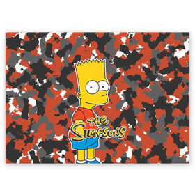 Поздравительная открытка с принтом Bart в Белгороде, 100% бумага | плотность бумаги 280 г/м2, матовая, на обратной стороне линовка и место для марки
 | simpsons | барт | мульт | симпсоны