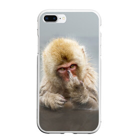 Чехол для iPhone 7Plus/8 Plus матовый с принтом Японская макака в Белгороде, Силикон | Область печати: задняя сторона чехла, без боковых панелей | макак | мартышка | обезьяна | палец | япония