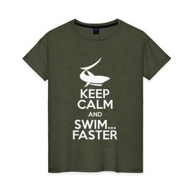 Женская футболка хлопок с принтом swim в Белгороде, 100% хлопок | прямой крой, круглый вырез горловины, длина до линии бедер, слегка спущенное плечо | Тематика изображения на принте: swim | swimming | плавание | пловец
