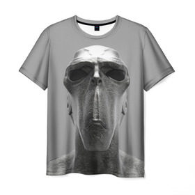 Мужская футболка 3D с принтом Гуманоид в Белгороде, 100% полиэфир | прямой крой, круглый вырез горловины, длина до линии бедер | Тематика изображения на принте: head | humanoid | sculpture | голова | идол | инопланетянин | истукан | космос | скульптура | статуя