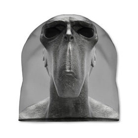 Шапка 3D с принтом Гуманоид в Белгороде, 100% полиэстер | универсальный размер, печать по всей поверхности изделия | head | humanoid | sculpture | голова | идол | инопланетянин | истукан | космос | скульптура | статуя