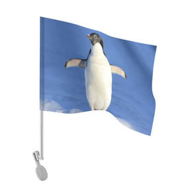 Флаг для автомобиля с принтом Пингвин в Белгороде, 100% полиэстер | Размер: 30*21 см | айсберг | антарктида | антарктика | арктика | буревестник | глупый | императорский | клюв | королевский | крылья | ласты | лёд | линукс | океан | пилигрим | полюс | птица | север | снег | умка | фрак