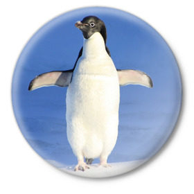 Значок с принтом Пингвин в Белгороде,  металл | круглая форма, металлическая застежка в виде булавки | айсберг | антарктида | антарктика | арктика | буревестник | глупый | императорский | клюв | королевский | крылья | ласты | лёд | линукс | океан | пилигрим | полюс | птица | север | снег | умка | фрак